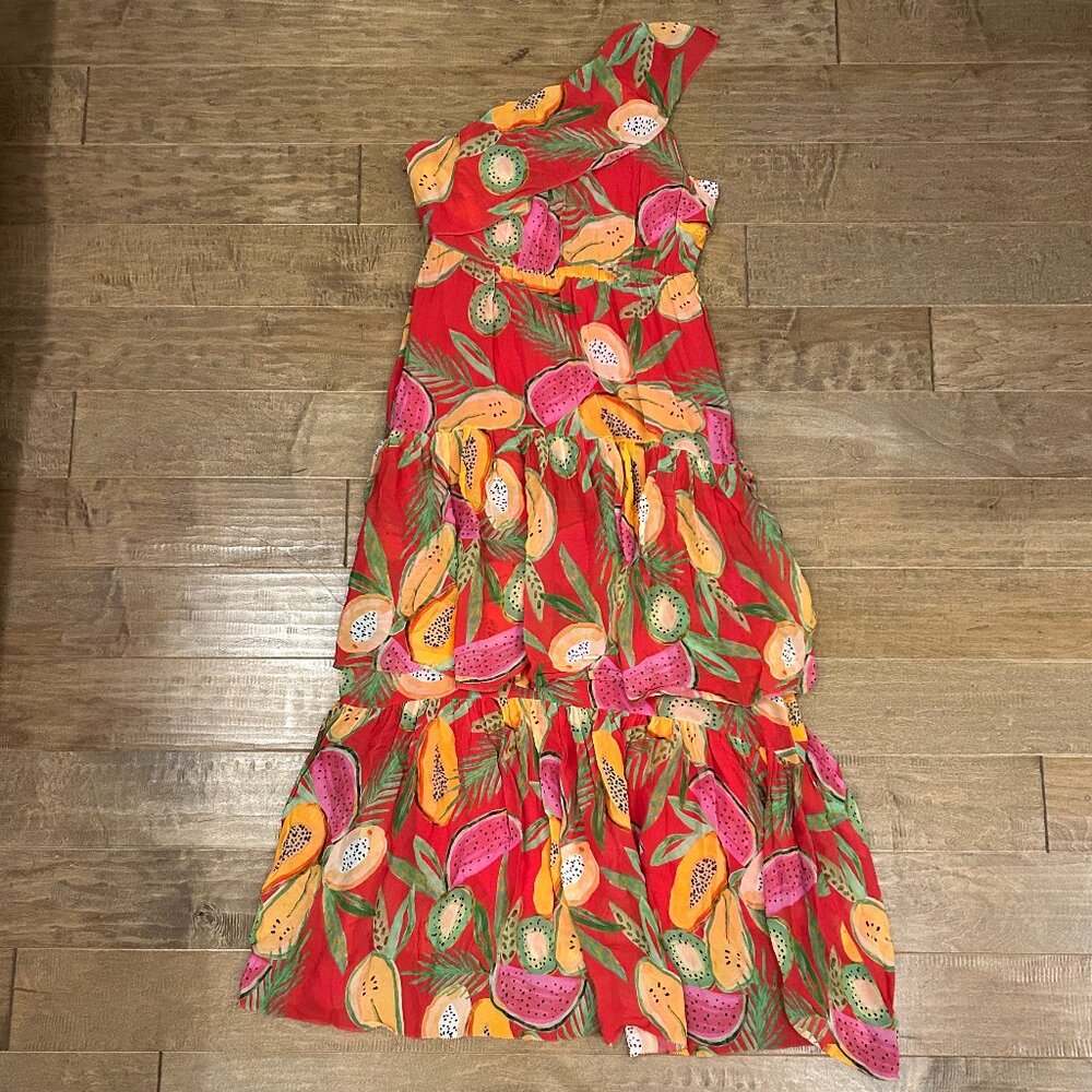 FARM Rio NWT one-shoulder tiered fruit maxi dress (XL)
